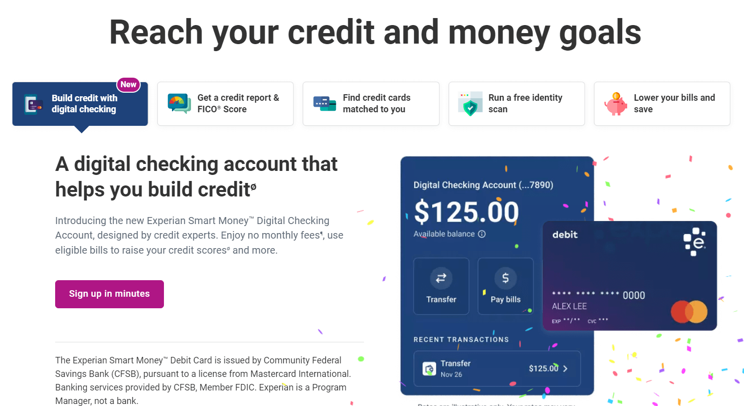 Experian homepage, a credit reporting agency offering a mortgage lead database
