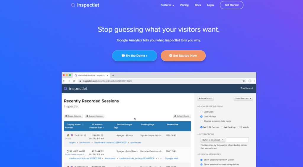 Inspectlet Session Recording Tool