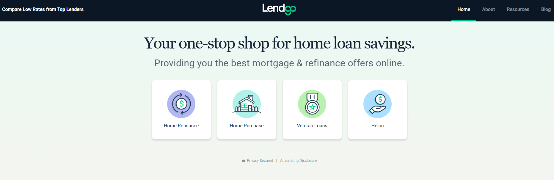 Lendgo page, a platform where you can expose your company to mortgage borrowers
