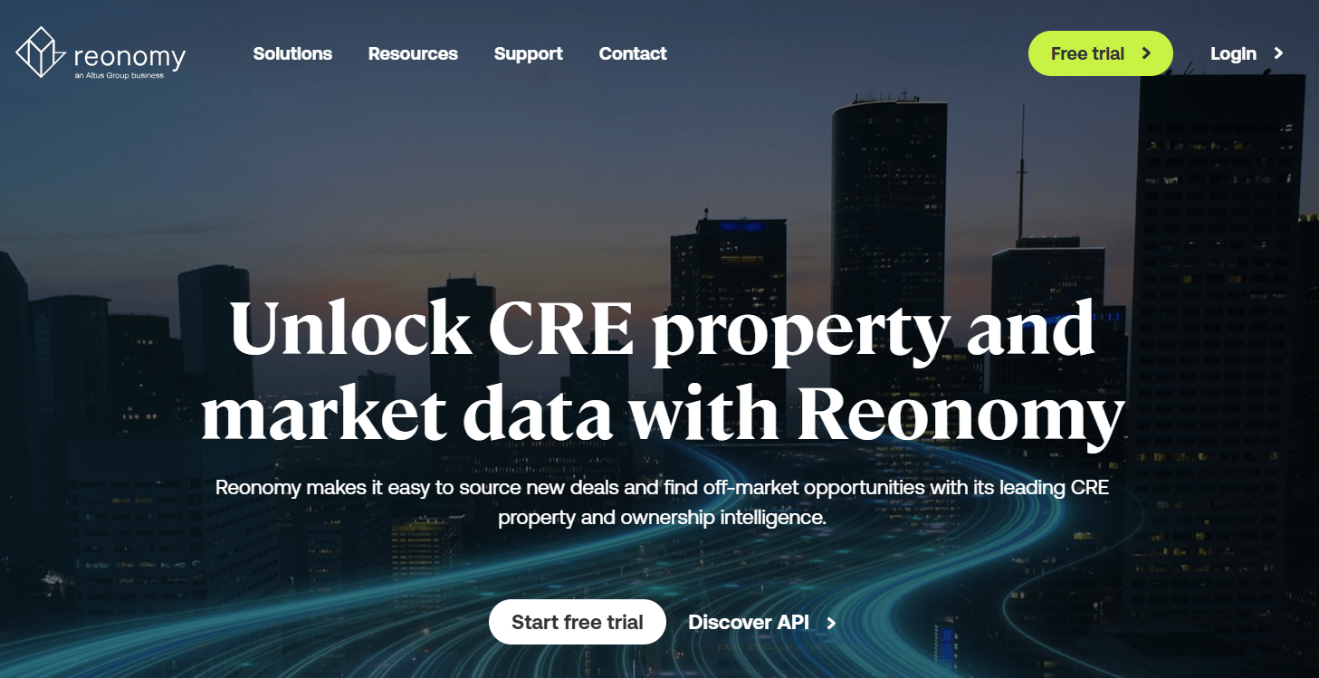Reonomy page, a software solution to collect mortgage lead data