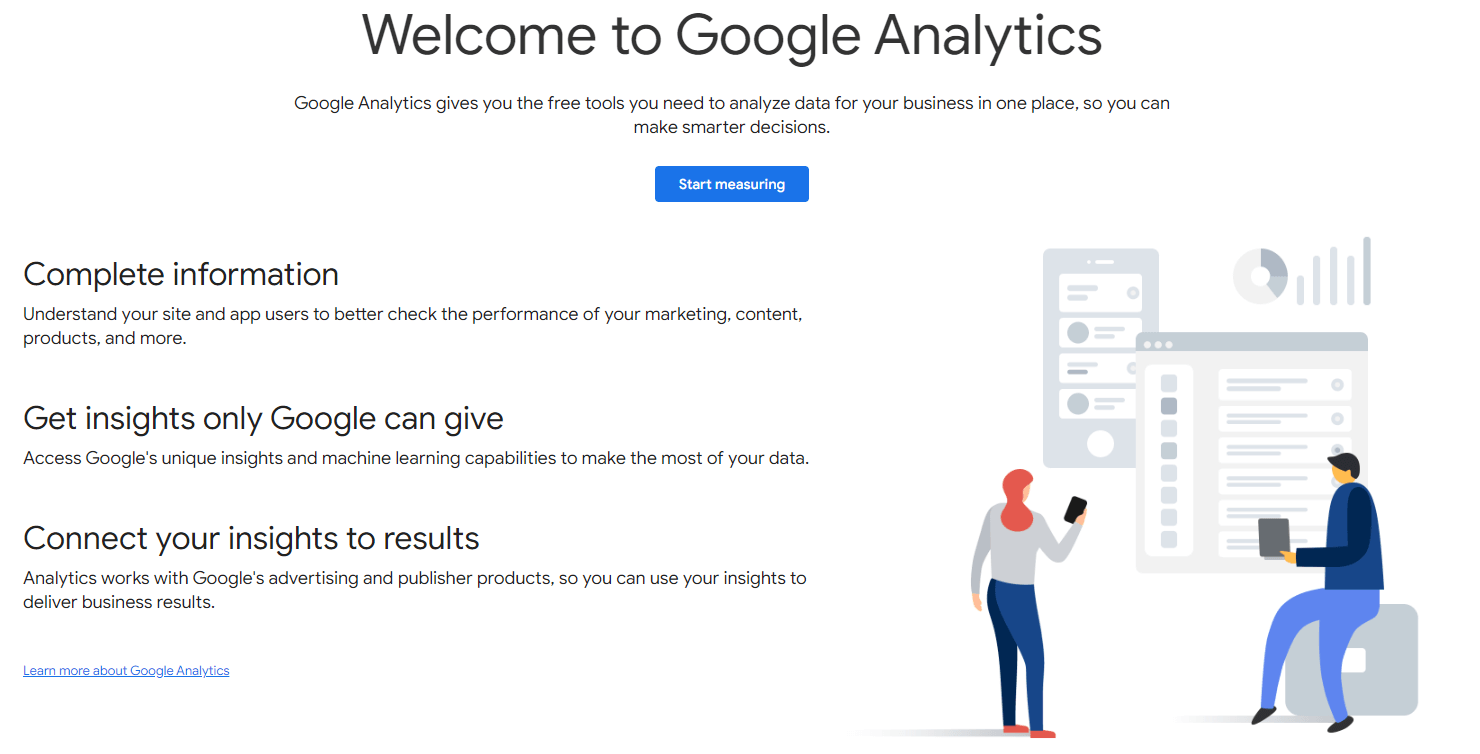 Google Analytics homepage
