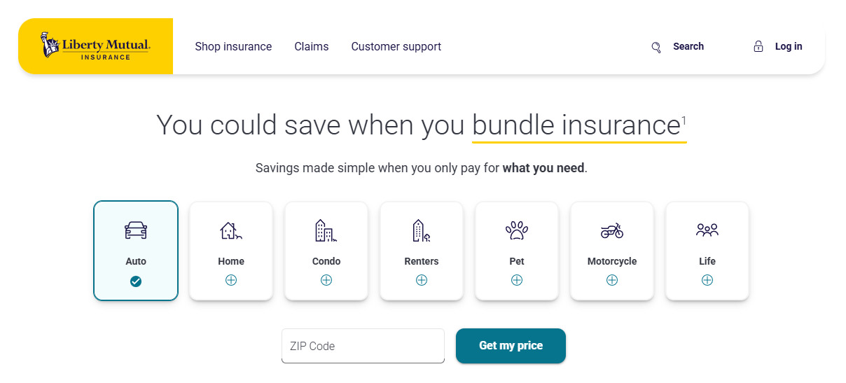 Liberty Mutual homepage