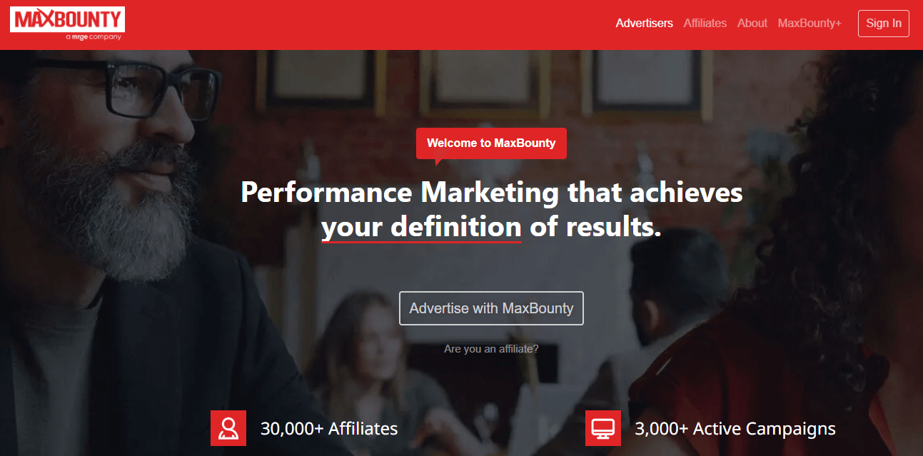 MaxBounty homepage