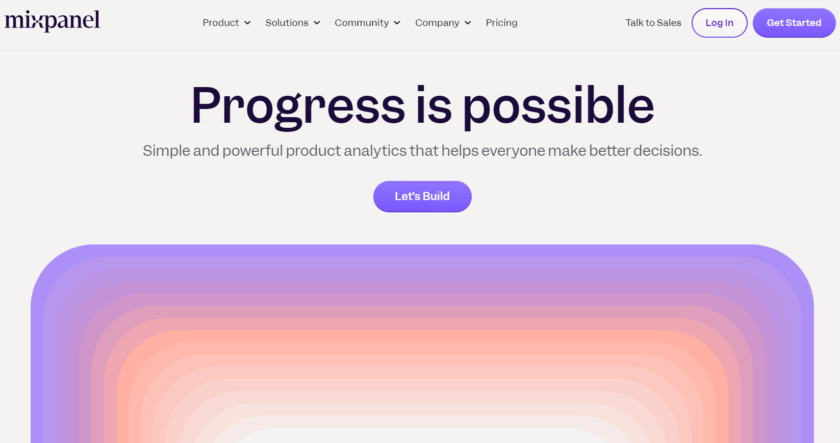 Mixpanel homepage