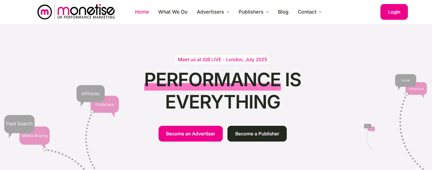 Monetise homepage