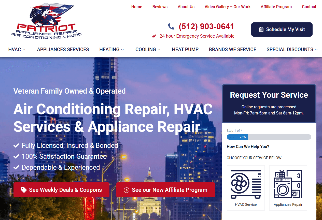 Patriot Appliance & Air Conditioning Repair homepage