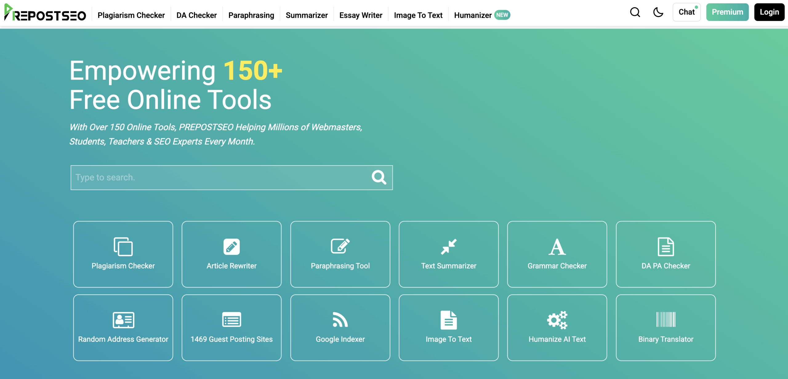 Prepostseo homepage