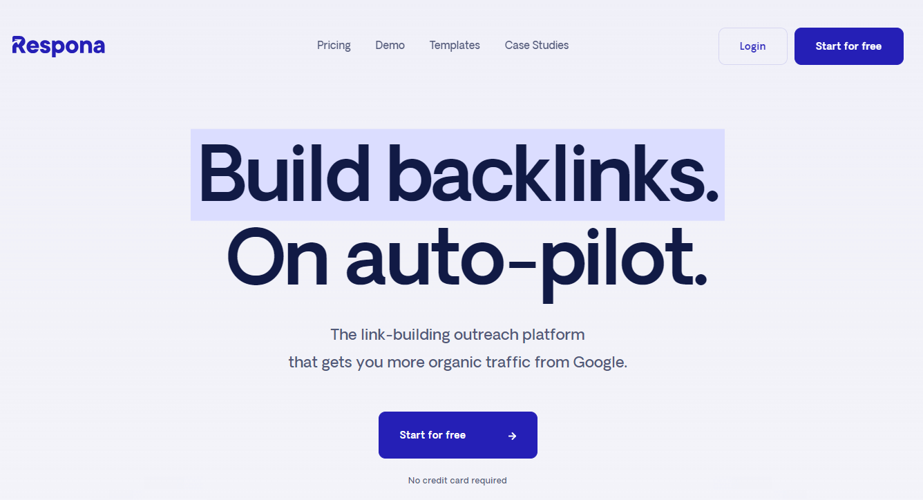 Respona homepage, a tool for building backlinks in traditional and affiliate marketing