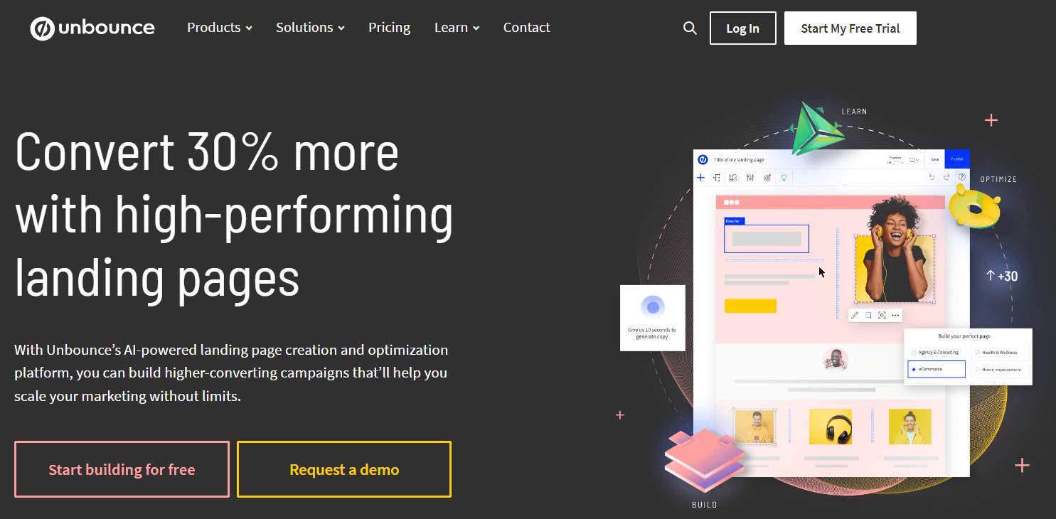 Unbounce homepage