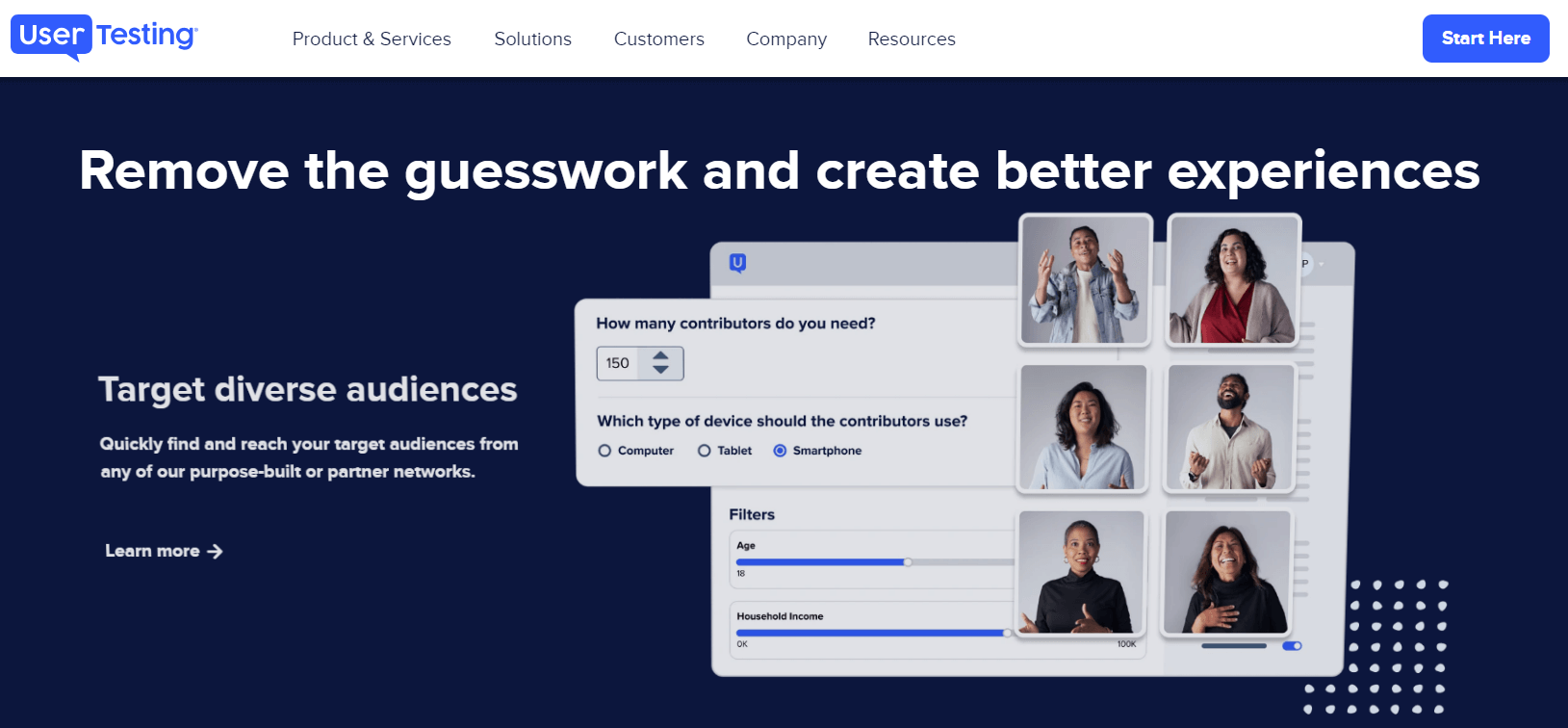 UserTesting homepage