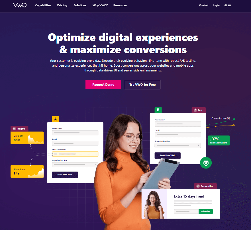 VWO homepage